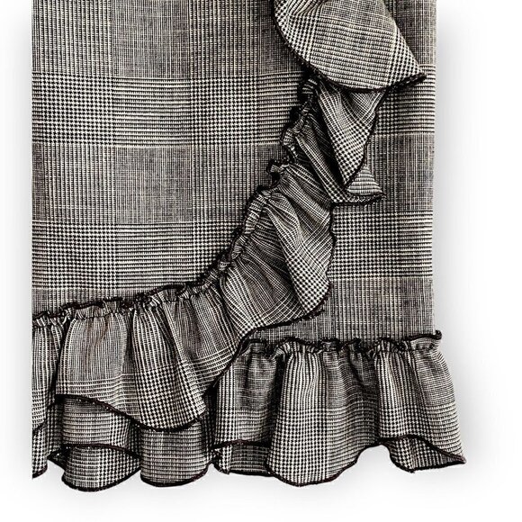 NWT Rebecca Tayler Black and Whie Glen Plaid Ruffle Skirt, size 0 - Picture 7 of 16